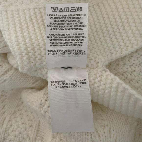 J.Crew Fisherman Women's White Cable Knit Poncho Sweater, One Size - Picture 8 of 10